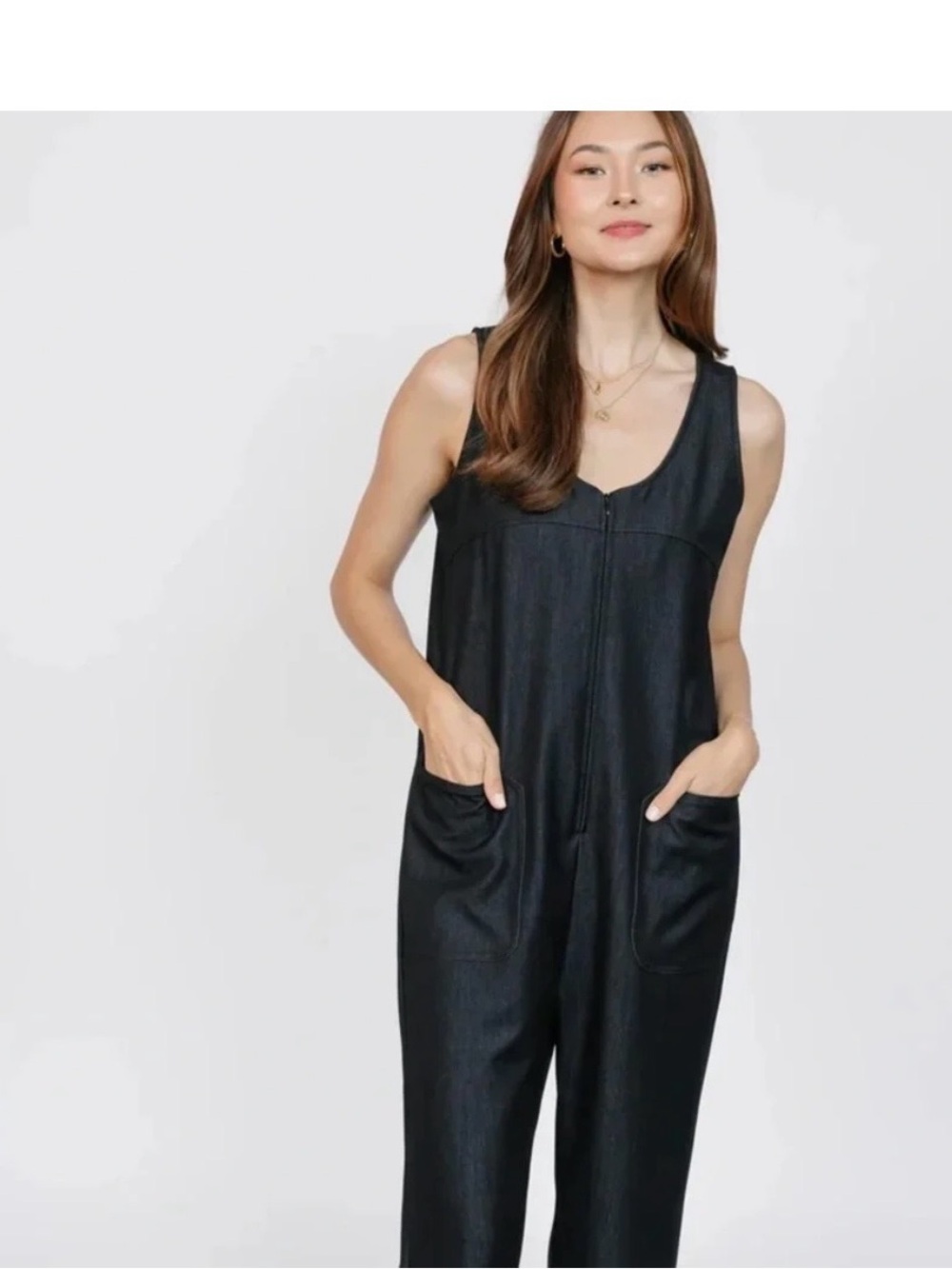 Smash + Tess Black Sleeveless Zip-Front Jumpsuit
